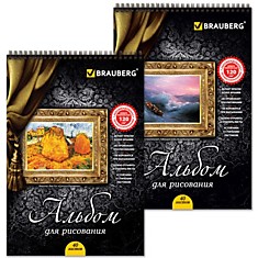 Альбом для рисования, А4, 40 л., гребень, выборочный лак, подложка, внутренний блок 120 г/м2, BRAUBERG "Картина", 102834