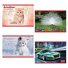 Альбом для рисования, А4, 40 л., тиснение фольгой, 140 г/м2, АППЛИКА "Автомобили/Котята", С1793