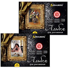 Альбом для рисования, А4, 24 л., гребень, выборочный лак, 120 г/м2, BRAUBERG "Мастера живописи", 102826