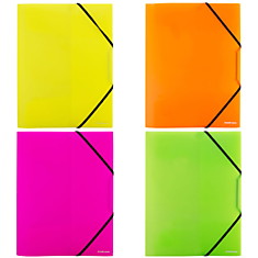 Папка на резинке Erich Krause "Glance Neon" А4, 400мкм, ассорти